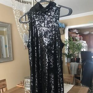 Alice & Olivia black sequined mini dress S